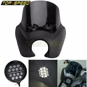 ハーレー ソフテイル ローライド S 114 用 5.75 インチ LED ヘッドライト付きフェアリング フロントガラス Fairing Windshield w/ 5.75'' LED Headlight For Harley Softail Low Ride S 114 【並行輸入品】