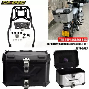 オートバイテールトップラック荷物ボックス ブラケット付き ハーレーソフテイルFXBB/S FXST用 Motorcycle Tail Top Rack Luggage Box w/Brackets For Harley Softail FXBB/S FXST 【並行輸入品】