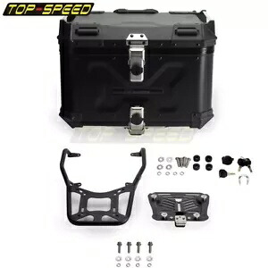 ブラックアルミリアストレージトップボックス + 棚ホルダーパンアメリカ RA1250 RA1250S Black Aluminum Rear Storage Top Box +Shelf Holder For Pan America RA1250 RA1250S 【並行輸入品】