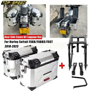 2 * リアサイド荷物ケースボックス ブラケット付き ハーレーソフテイルストリートボブ FXBB/S用 2* Rear Side Luggage Cases Box w/Bracket For Harley Softail Street Bob FXBB/S 【並行輸入品】｜カスタムパーツ WORLD倉庫