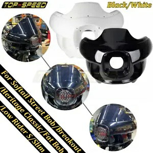 ブラック/ホワイトヘッドライトフェアリングスモークフロントガラス鉄ブラケットハーレーソフテイル用 Black/White Headlight Fairing Smoke Windshield Iron Bracket For Harley Softail 【並行輸入品】|カスタムパーツ WORLD倉庫