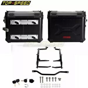 1 ペアブラックサイドケース荷物ボックスパンアメリカ 1250 21-22 用ブラケットキット付き 1Pair Black Side Case Luggage Boxes w/Bracket Kit For Pan America 1250 21-22 【並行輸入品】|カスタムパーツ WORLD倉庫