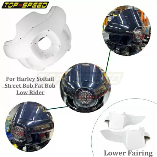 ソフテイル用ホワイトアッパー&ロワーヘッドライトフェアリングカバー フロントガラスブラケットセット付き White Upper&Lower Headlight Fairing Cover w/Windshield Bracket Set For Softail 【並行輸入品】｜カスタムパーツ WORLD倉庫 237,050円