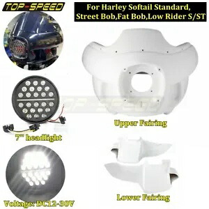 7 インチ LED ヘッドランプ、アッパー&ロアーフェアリングフロントガラスブラケットマウントキット付き、ローライダー用 7''Led Headlamp w/Upper&Lower Fairing Windshield Bracket Mount Kit For Low Rider 【並行輸入品】