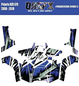 2008 - 2018 Polaris RZR 570 UTV グラフィックスキット D37-3 ブルー 2008 - 2018 Polaris RZR 570 UTV Graphics Kit D37-3 Blue 【並行輸入品】