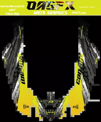 2017+ Can Am X3 4 ドア マーベリック RR DS グラフィックス キット プロ エディション D49-2 イエロー 2017+ Can Am X3 4 Door Maverick RR DS Graphics Kit Pro Edition D49-2 Yellow 【並行輸入品】