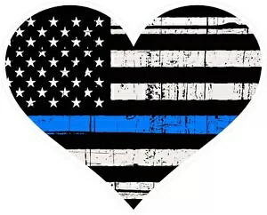 警察の細いブルーラインのハートデカール ~ ビニール車用ウォールステッカー - S 〜 XL Police Thin Blue Line Heart Decal ~ Vinyl Car Wall Sticker - Small to XLarge画像