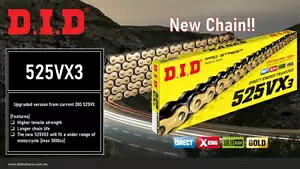 DID PRO-STREET 525 VX3 X-RING バイクチェーン (ゴールド/ブラック) 124 リンク リベットリンク DID PRO-STREET 525 VX3 X-RING MOTORCYCLE CHAIN (GOLD/BLACK) 124 LINKS Rivet Link 【並行輸入品】