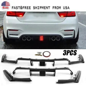 BMW F80 M3 F82 F83 M4 カーボンファイバーリアバンパーディフューザーリップ ライト付き 15-20 Fits BMW F80 M3 F82 F83 M4 Carbon Fiber Rear Bumper Diffuser Lip W/ Light 15-20 【並行輸入品】