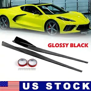 2020+ コルベット C8 グロスブラック 5VM スタイルサイドスカートロッカーパネルエクステンションに適合 Fits 2020+ Corvette C8 Gloss Black 5VM Style Side Skirts Rocker Panel Extension 【並行輸入品】｜カスタムパーツ WORLD倉庫