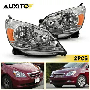 クローム/アンバーヘッドライトアセンブリ 2006 2007 2005 ホンダオデッセイ左 + 右 Chrome/Amber Headlights Assembly For 2006 2007 2005 Honda Odyssey Left+Right 【並行輸入品】