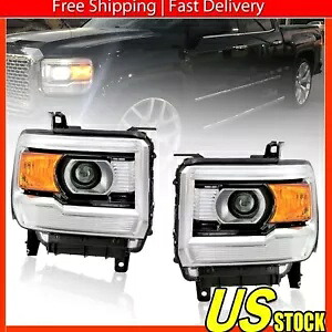 14-18 GMC シエラ 2500HD 3500HD 1500 LED ブラックヘッドライトランプ左 + 右 2 個 For 14-18 GMC Sierra 2500HD 3500HD 1500 LED Black Headlights Lamp Left+Right 2pc 【並行輸入品】｜カスタムパーツ WORLD倉庫
