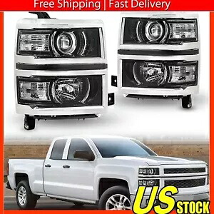 2X ブラッククリアプロジェクターライトヘッドランプ 2014-2015 シボレーシルバラード 1500 2X Black Clear Projector Lights Head Lamps For 2014-2015 Chevy Silverado 1500 【並行輸入品】