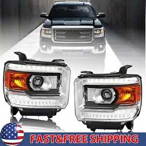 2x ブラックアンバー LED ヘッドライト DRL ランプ 2014-2018 GMC シエラ 1500 2500 3500 用 2x Black Amber LED Head Lights DRL Lamp For 2014-2018 GMC Sierra 1500 2500 3500 【並行輸入品】 65,340円