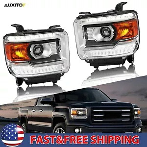 DRL ヘッドライト LED のブラックアンバーアセンブリ 2014 15-18 GMC シエラ 1500 2500 Black Amber Assemblies OF DRL Headlights LED For 2014 15-18 GMC Sierra 1500 2500 【並行輸入品】