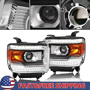 LED DRL ヘッドライトランプ ブラック 左 + 右 14-18 GMC シエラ 1500 2500HD 3500HD LED DRL Headlights Lamp Black For Left+Right 14-18 GMC Sierra 1500 2500HD 3500HD 【並行輸入品】