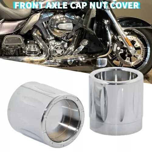 クローム フロント アクスル キャップ ナット カバー ハーレー アイアン 883 ロードキング エレクトラグライドに適合 Chrome Front Axle Cap Nut Cover Fit for Harley Iron 883 Road King Electra Glide画像