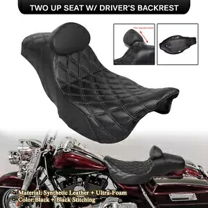 ハーレーストリートロードグライドFLTR用ブラック運転席助手席ツーアップシート&バックレスト Black Driver Passenger Two-Up Seat & Backrest For Harley Street Road Glide FLTR 【並行輸入品】