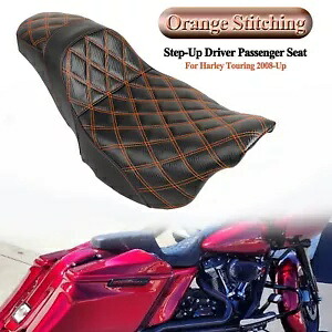 ハーレーツーリングエレクトラロードグライド用オレンジラインステップアップ運転席助手席 Orange Line Step-Up Driver Passenger Seat For Harley Touring Electra Road Glide 【並行輸入品】