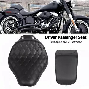 ブラック ドライバー パッセンジャー ピリオン シートクッション ハーレー ファットボーイ FLSTF 2007-2017用 Black Driver Passenger Pillion Seat Cushion For Harley Fat Boy FLSTF 2007-2017 【並行輸入品】