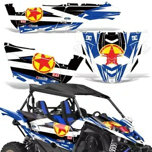 グラフィックキット ヤマハ YXZ 1000 1000R デカールスキン SXS UTV 15-18 レッドスターブルーに適合 Graphic Kit Fits Yamaha YXZ 1000 1000R Decal Skins SXS UTV 15-18 Red Stars Blue 【並行輸入品】