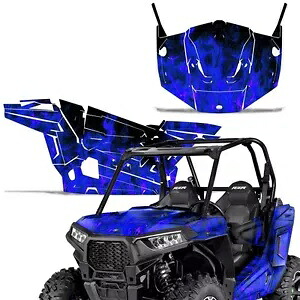 グラフィックキット デカール フルラップ ドア付き ポラリス RZR 900S 2015-2016 ブルーフレーム用 Graphic Kit Decal Full Wrap w/ Door for Polaris RZR 900S 2015-2016 BLUE FLAMES 【並行輸入品】
