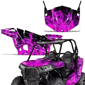 グラフィックキット デカール フルラップ ドア付き ポラリス RZR 900S 2015-2016 ピンクフレーム用 Graphic Kit Decal Full Wrap w/ Door for Polaris RZR 900S 2015-2016 PINK FLAMES 【並行輸入品】