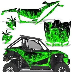 UTV グラフィックス キット ステッカー デカール ホンダ タロン 1000X 2019-22 グリーン フレームス用 UTV Graphics kit Sticker Decal for Honda Talon 1000X 2019-22 Green Flames 【並行輸入品】