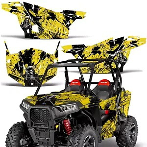 グラフィックキット デカール フルラップ ドア付き ポラリス RZR 900S 2015-2016 リーパーイエロー用 Graphic Kit Decal Full Wrap w/ Door for Polaris RZR 900S 2015-2016 REAPER YELLOW 【並行輸入品】