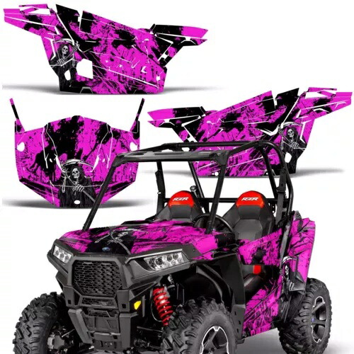 グラフィックキット デカール フルラップ ドア付き ポラリス RZR 900S 2015-2016 リーパーピンク用 Graphic Kit Decal Full Wrap w/ Door for Polaris RZR 900S 2015-2016 REAPER PINK 【並行輸入品】