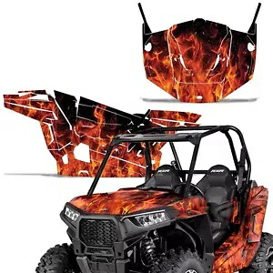 グラフィックキット デカール フルラップ ドア付き ポラリス RZR 900S 2015-2016 オレンジフレーム用 Graphic Kit Decal Full Wrap w/ Door for Polaris RZR 900S 2015-2016 ORANGE FLAMES 【並行輸入品】