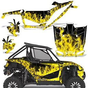 UTV グラフィックキット ステッカー デカール ホンダ タロン 1000X 2019-22 イエローフレーム用 UTV Graphics kit Sticker Decal for Honda Talon 1000X 2019-22 Yellow Flames 【並行輸入品】