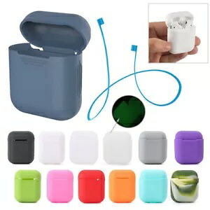 Apple AirPods 充電シリコンカバーケース + ヘッドフォン紛失防止ストラップロープ- For Apple AirPods Charging Silicone Cover Case + Headphones Anti Lost Strap Rope- 【並行輸入品】