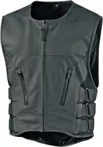 D30 レザー ベスト - ブラック メンズ 4X-Large アイコン 2830-0398 D30 Leather Vest - Black Men's 4X-Large Icon 2830-0398 【並行輸入品】
