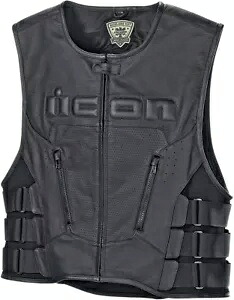 D30 レザー ベスト - ブラック メンズ 2XL/3XL アイコン 2830-0393 D30 Leather Vest - Black Men's 2XL/3XL Icon 2830-0393 【並行輸入品】｜カスタムパーツ WORLD倉庫