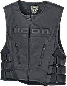 D30 レザー ベスト - ブラック メンズ 4X-Large アイコン 2830-0394 D30 Leather Vest - Black Men's 4X-Large Icon 2830-0394 【並行輸入品】