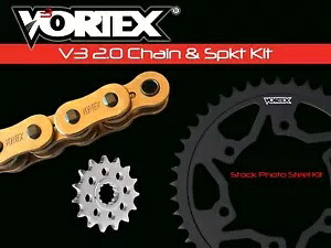 V3 チェーン & スプロケット キット ゴールド SX チェーン 520 16/42 ブラック スチール ボルテックス CKG2544 V3 Chain & Sprocket Kit Gold SX Chain 520 16/42 Black Steel Vortex CKG2544 【並行輸入品】