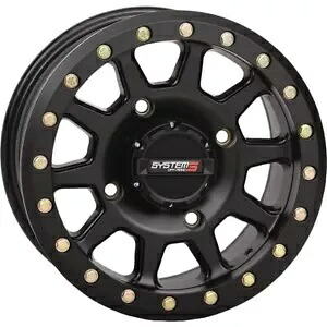 システム3 -15S3-21561- SB3 ビードロック ホイール 15x10 - 5+5(0mm) - 4/156 - マットブラック System 3 -15S3-21561- SB3 Beadlock Wheel, 15x10 - 5+5(0mm) - 4/156 - Matte Black 【並行輸入品】｜カスタムパーツ WORLD倉庫