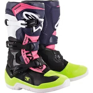 アルパインスターズ テック 3S ユース ブーツ、ブラック/ネイビー ブルー/フロイエロー/ピンク - 全サイズ Alpinestars Tech 3S Youth Boots, Black/Navy Blue/FloYellow/Pink - All Sizes 【並行輸入品】｜カスタムパーツ WORLD倉庫