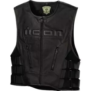 Icon Regulator D3O レザー ベスト - ブラック、全サイズ Icon Regulator D3O Leather Vest - Black, All Sizes 【並行輸入品】｜カスタムパーツ WORLD倉庫