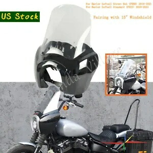15インチトールフェアリングクリアフロントガラスキットハーレーソフテイルスタンダードFXST 2018-21用 15'' Tall Fairing Clear Windshield Kit For Harley Softail Standard FXST 2018-21 【並行輸入品】