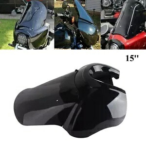 ブラック ヘッドライト フェアリング 15 インチ スモーク フロントガラス ハーレー ダイナ ファット ボブ FXDXT FXR 用 Black Headlight Fairing 15'' Smoke Windshield For Harley Dyna Fat Bob FXDXT FXR 【並行輸入品】