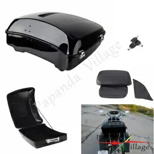 ハーレーツーリングストリートグライドFLHX用バックレスト付きパックトランク荷物ケーステールボックス Pack Trunk Luggage Case Tail Box w/Backrest For Harley Touring Street Glide FLHX 【並行輸入品】