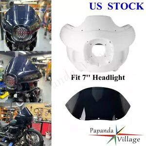 ホワイトヘッドライトフェアリングウィンドディフレクターアイアンブラケットハーレーローライダーファットボブ用 White Headlight Fairing Wind Deflector Iron Bracket For Harley Low Rider Fat Bob 【並行輸入品】