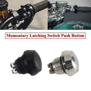 ハーレースズキ用ユニバーサルブラック/クロームモメンタリラッチスイッチプッシュボタン Universal Black / Chrome Momentary Latching Switch Push Button For Harley Suzuki 【並行輸入品】