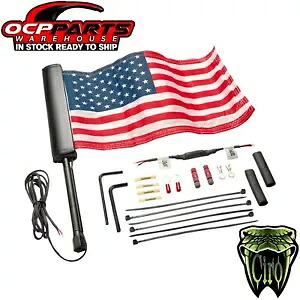 新しい！ Ciro オートバイ LED ライト付き旗竿 米国アメリカ国旗付き 70610 NEW! Ciro Motorcycle LED Lighted Flagpole with US American Flag 70610 【並行輸入品】