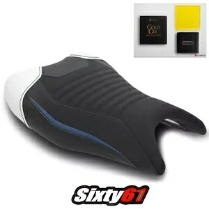 スズキ ハヤブサ シートカバー ジェル付き 2021-2023 Luimoto ホワイト ブルー テックグリップ スエード Suzuki Hayabusa Seat Cover with gel 2021-2023 Luimoto White Blue Tec-Grip Suede 【並行輸入品】