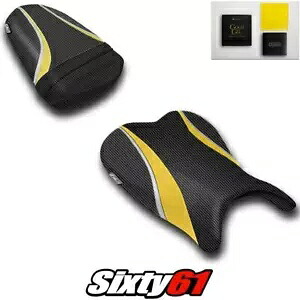 スズキ GSXR 600 750 シートカバー ゲル付き 2006 2007 ブラック イエロー Luimoto カーボン Suzuki GSXR 600 750 Seat Covers with Gel 2006 2007 Black Yellow Luimoto Carbon 【並行輸入品】