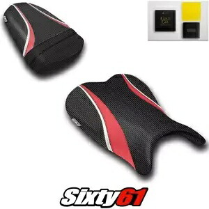 スズキ GSXR 600 750 シートカバー フロント リア ゲル付き 2006 2007 レッド Luimoto カーボン Suzuki GSXR 600 750 Seat Covers Front Rear with Gel 2006 2007 Red Luimoto Carbon 【並行輸入品】