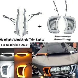 LED ヘッドライトフロントガラスベントトリムライトハーレー FLTRX ロードグライド 2015-2022 用 LED Headlight Windshield Vent Trim Lights For Harley FLTRX Road Glide 2015-2022 【並行輸入品】｜カスタムパーツ WORLD倉庫